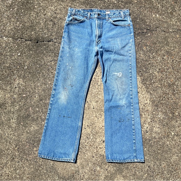Vintage Men’s Orange Tab Levi’s 517 Bootcut Jeans Denim Size 36x30 Distressed - Picture 4 of 7